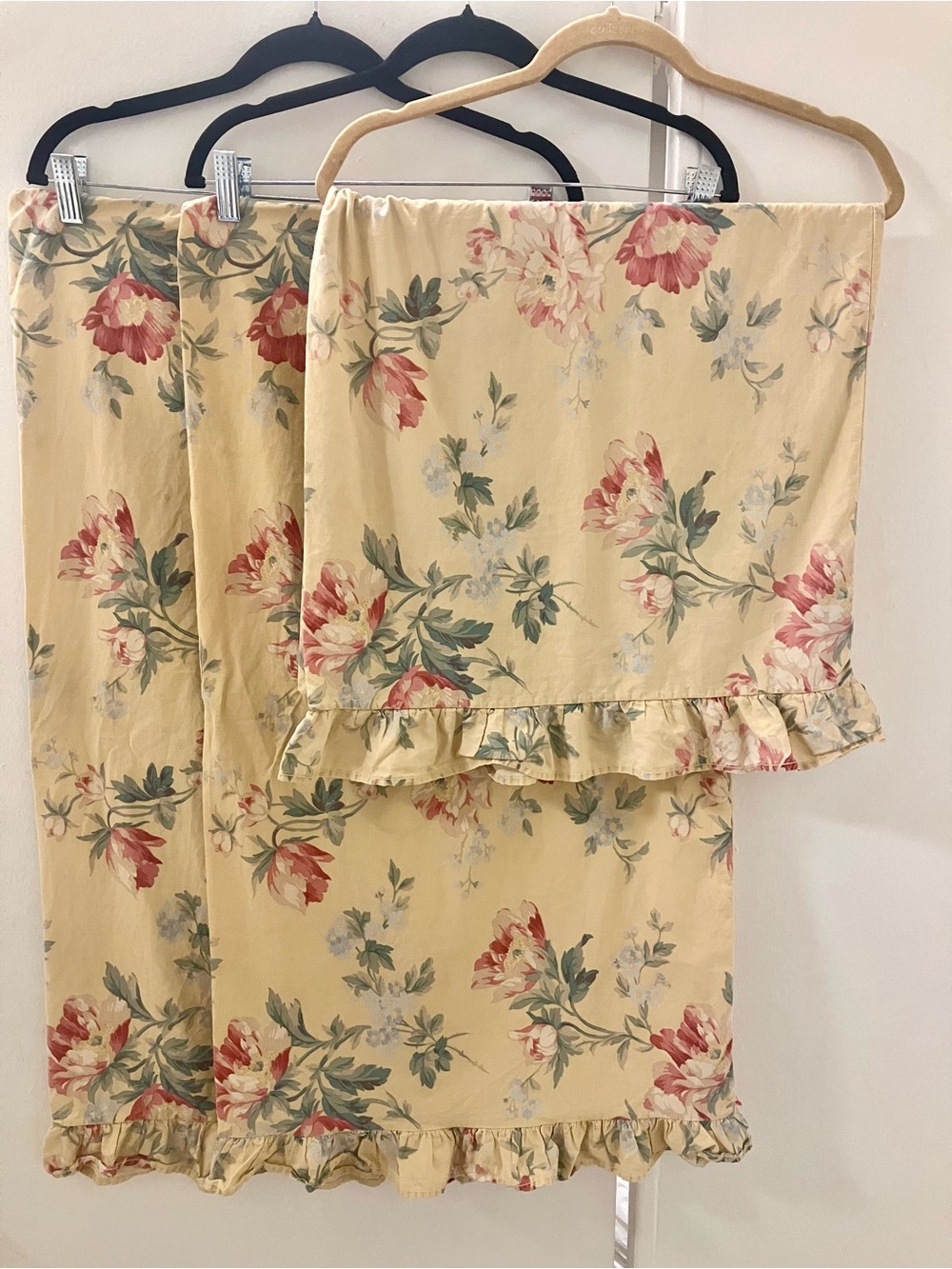 Ralph Lauren Lot 3 Vintage Parsonage Standard Yellow Floral Pillowcases